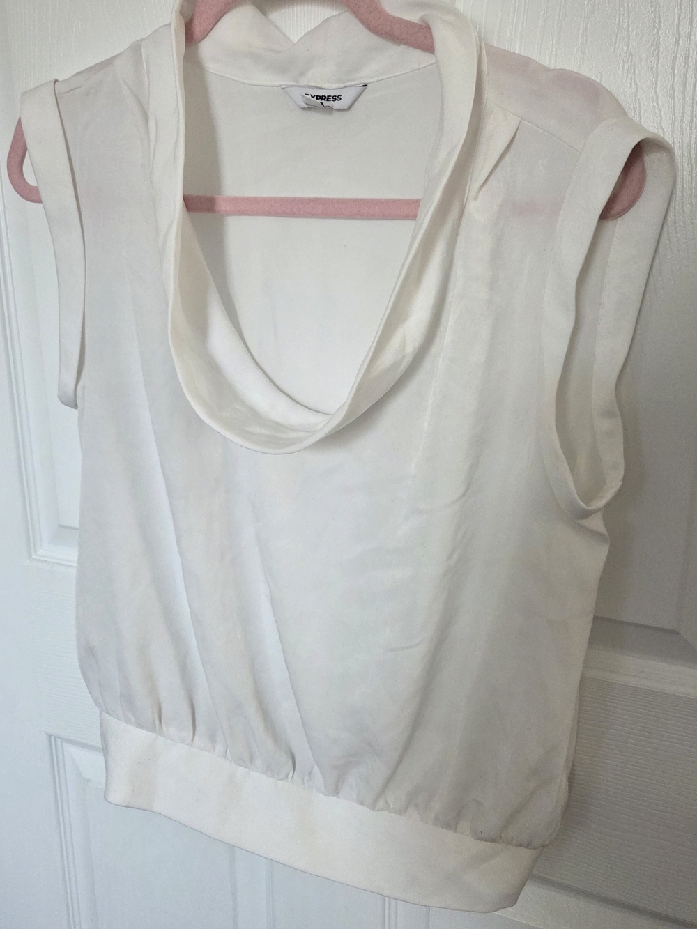 Express White Draped Cowl Neck Camisole